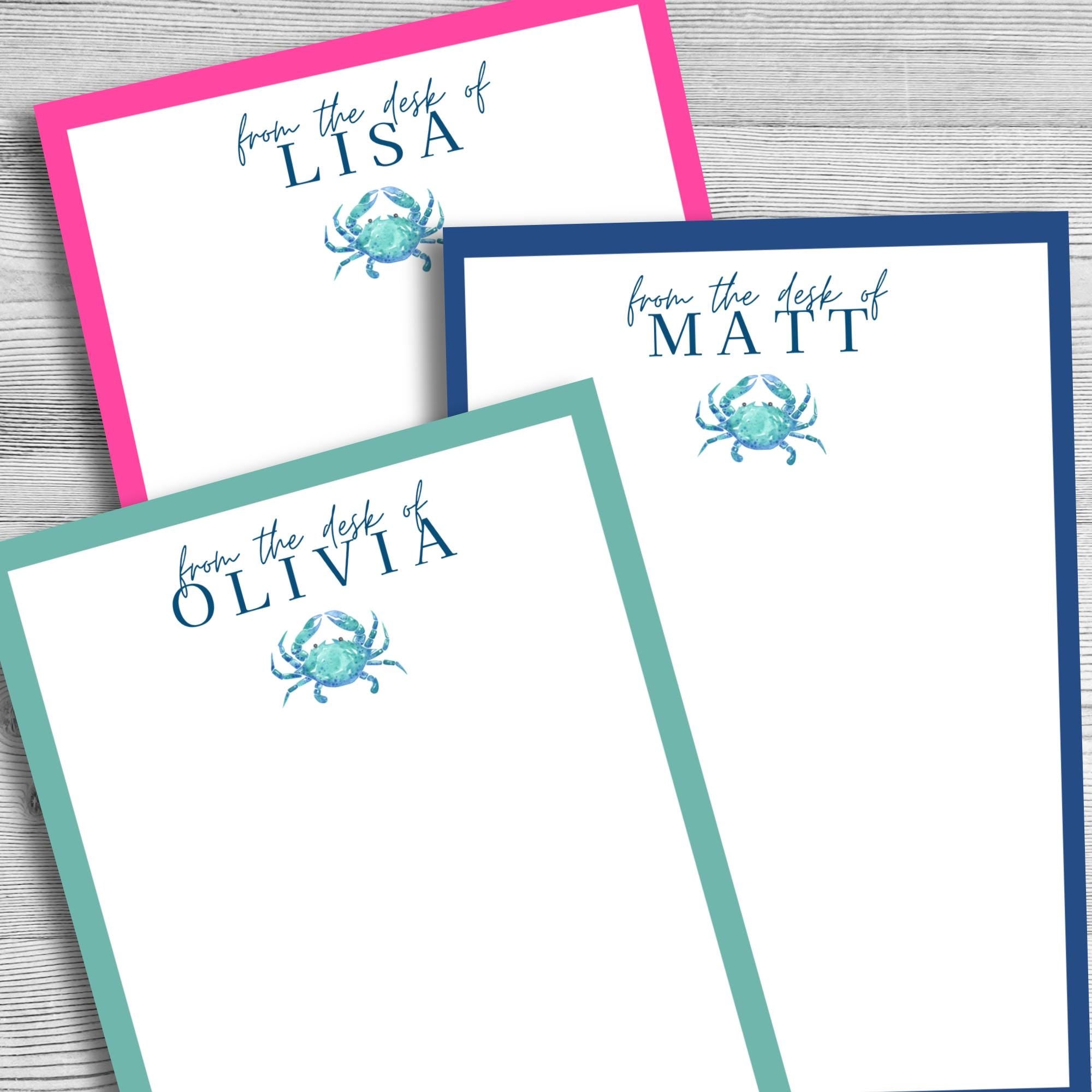 Personalized Crab Notepad by The Saltwater Press
