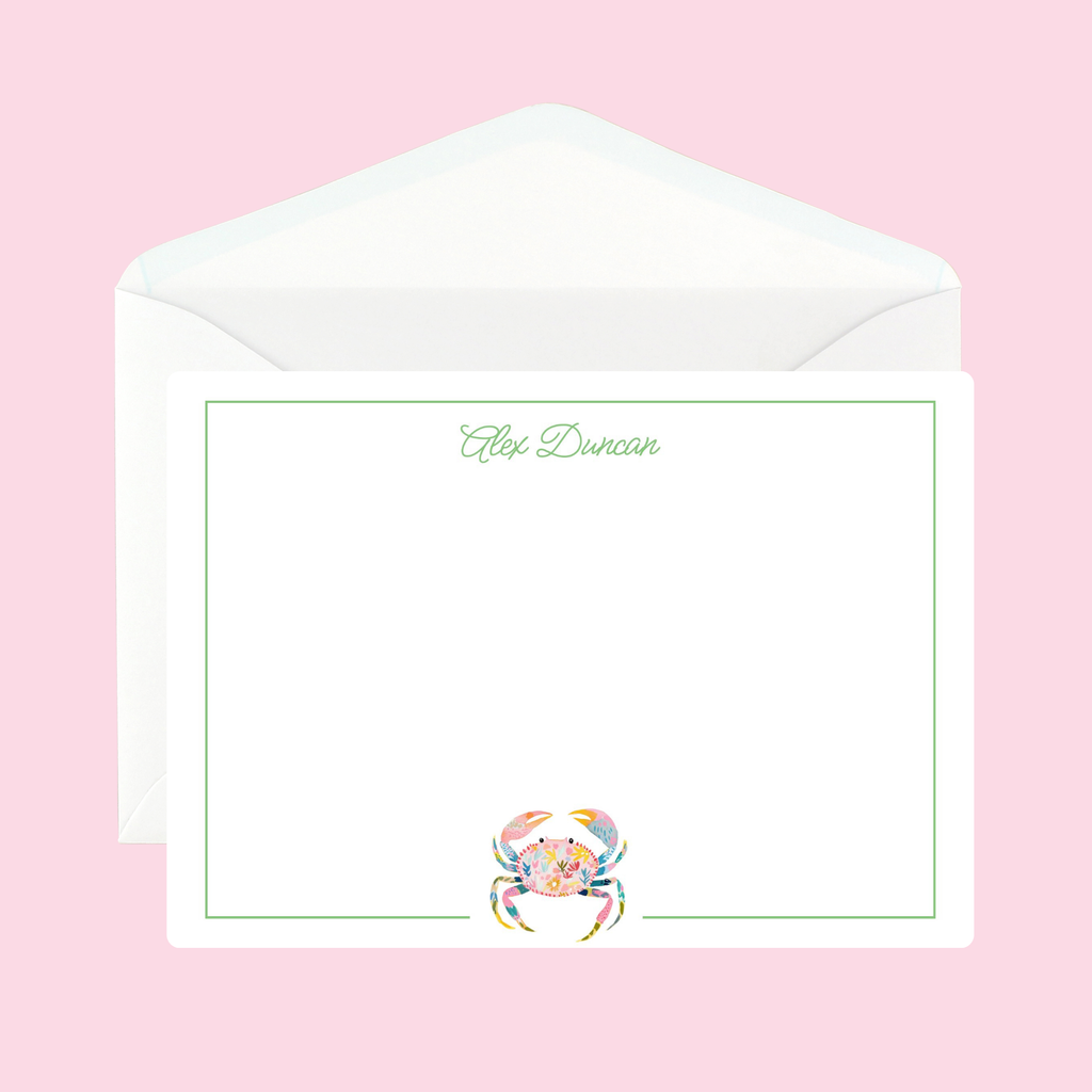 Personalized Crab Notecards by The Saltwater Press