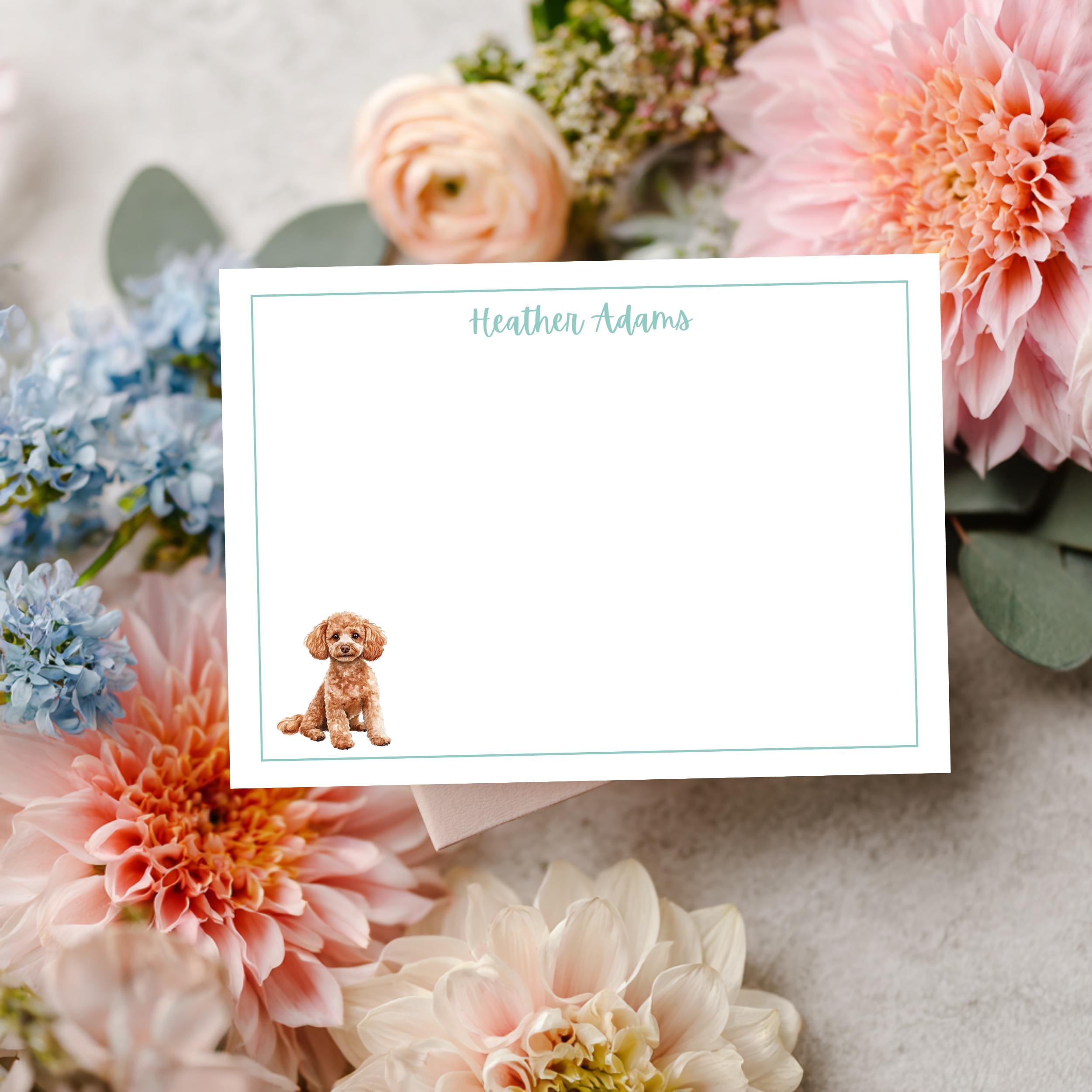 Personalized Dog Stationery – Custom Poodle Note Cards by The Saltwater Press